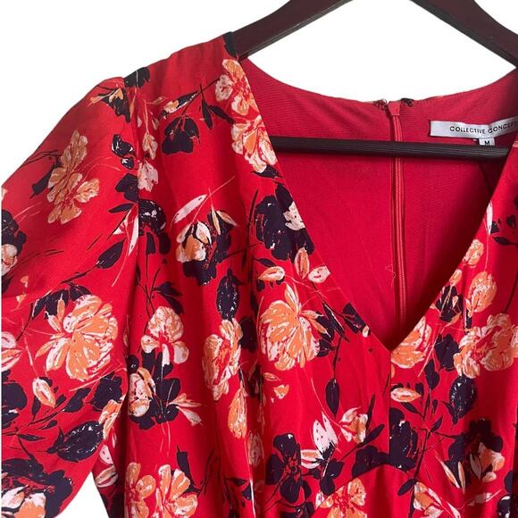 Collective Concepts Women Maxi Dress M Red Floral High‎ Waist Cottagecore Boho - Picture 7 of 13